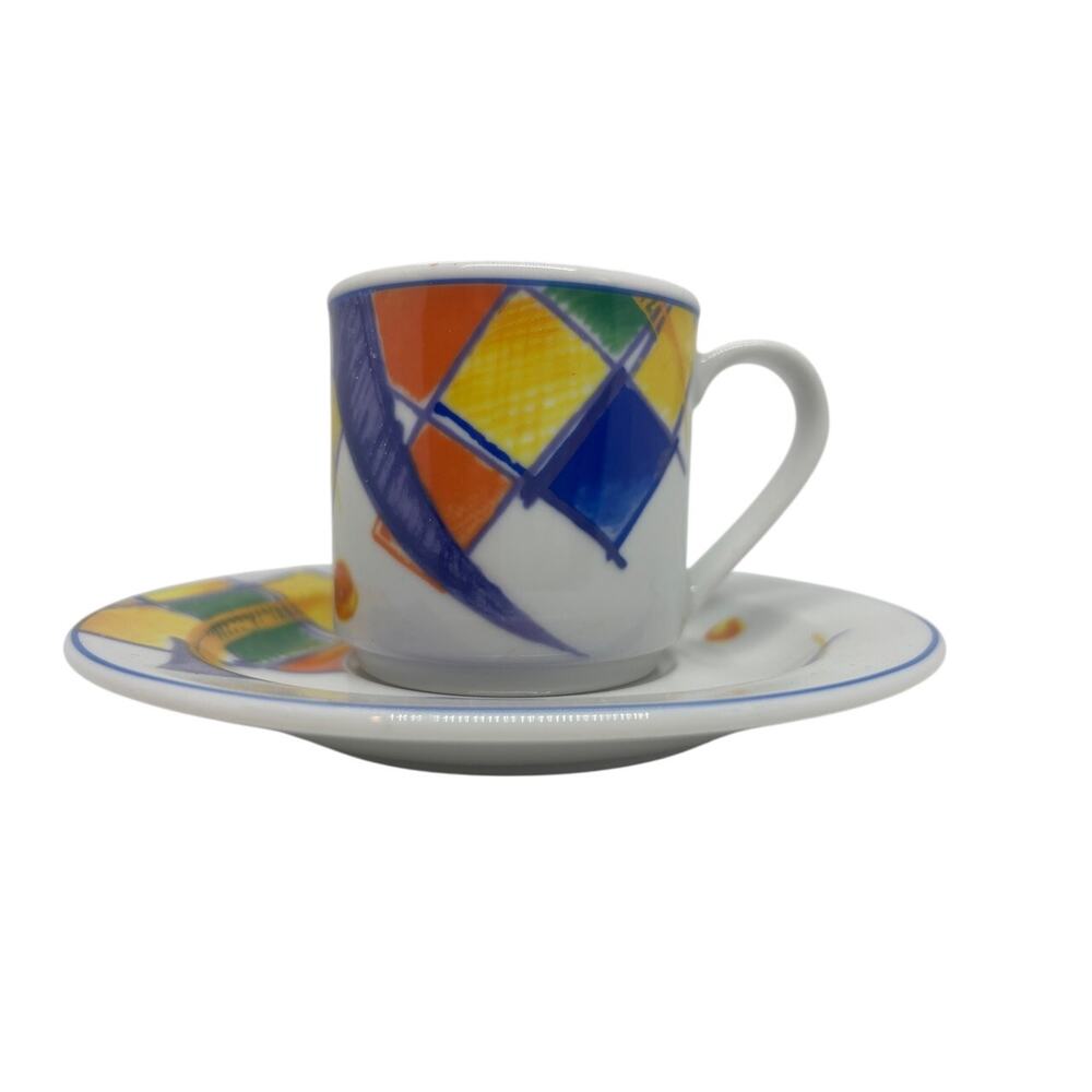 Vintage 80's Bauscher Weiden Germany Retro Porcelain Demitasse Cup Saucer Set